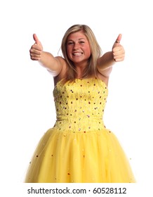 Teen Wearing Yellow Prom Dress