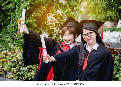Teenage Asian Woman Graduates Wearing Their Stock Photo 2133392019 ...