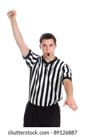 Teenage Basketball Referee Giving Sign For Foul