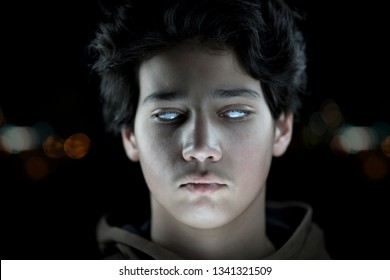 Teenage Blind Boy With White Eyes