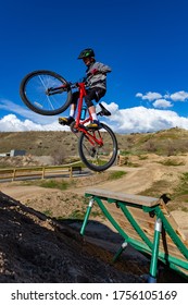 Teenage Boy Bike Jumping In Boise Idaho’s Bike Park