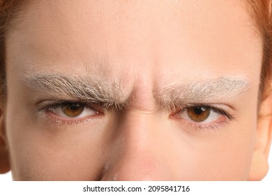 Teenage Boy With Dyed Eyebrows, Closeup