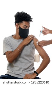 Teenage Boy Getting Vaccine Image Isolated On White Background