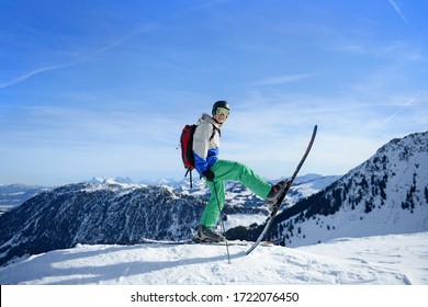 Teenage boy on slope on skiing holiday, Tirol, Austria, Europe