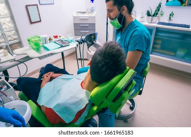 Teenage Boy Sitting Patient Dentist Chair Stock Photo 1661965183 ...