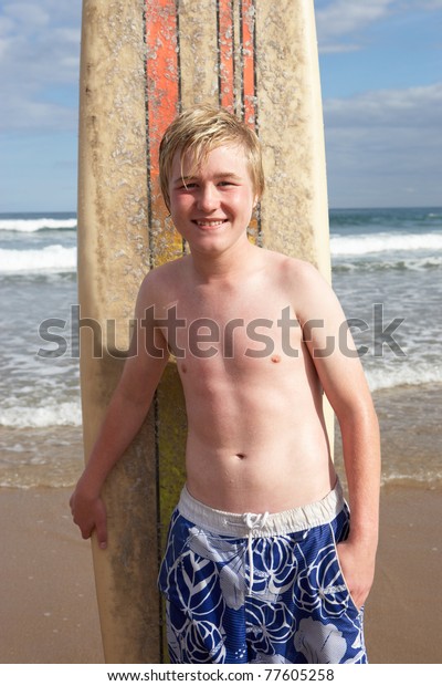Teenage Boy Surfboard Stock Photo 77605258 | Shutterstock