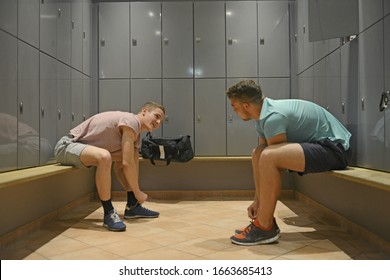 Teenage Boys Getting Ready In Gym Locker Room