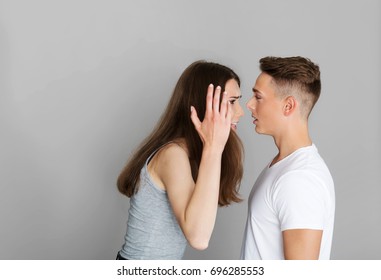 Teenage couple in argument.