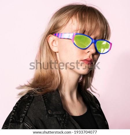 Teenage girl with 3D glasses for youth apparel photoshoot