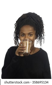 Teenage Girl Drinking Milk And Chocolate