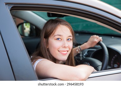 Teenage Girl Drives Car Stock Photo (Edit Now) 295742060