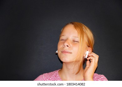 Teenage Girl Listening Music Closed Eyes Stock Photo 1803414082 ...