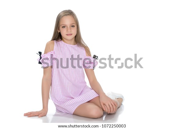 Teenage Girl Short Dress Sits On Stock Photo 1072250003 | Shutterstock