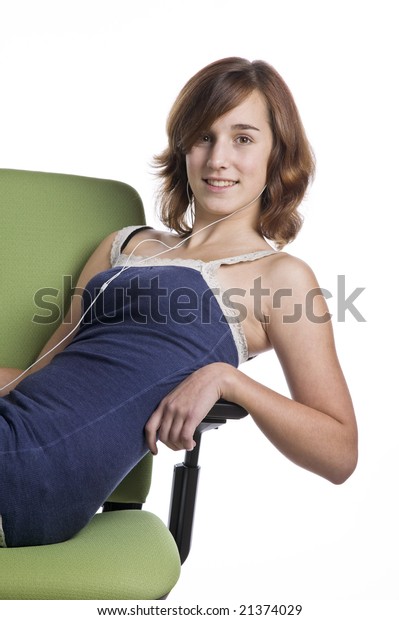 Teenage Girl Sitting On Office Chair Stock Photo Edit Now 21374029