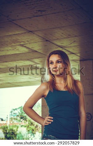 Similar – Image, Stock Photo Happy blonde woman smiling