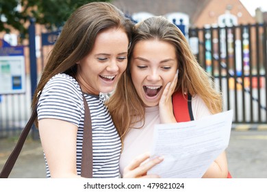 Teenage Girls Celebrating Exam Results