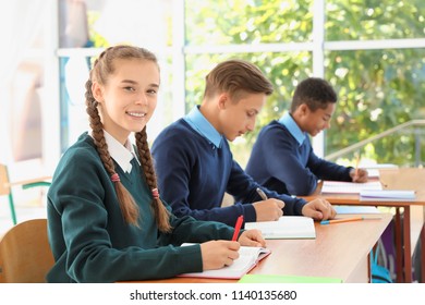 Teenage Students Classroom Stylish School Uniform Stock Photo ...