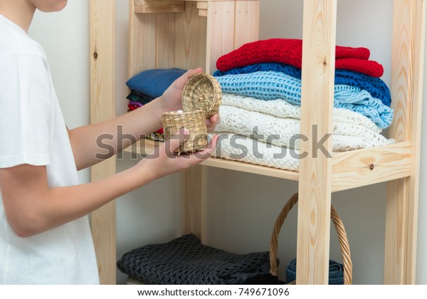Teenager Boy Looking Hiding Thing Mothers Objects Interiors