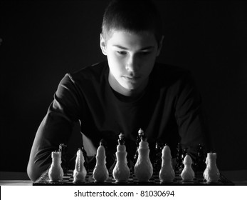 Teenager Boy Playing Chess