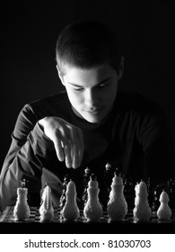 Teenager Boy Playing Chess