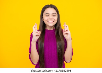 Teenager Child Holding Fingers Crossed Good Stock Photo 2178362493 ...