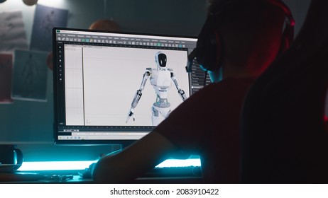 Teenager creating 3D model at night - Shutterstock ID 2083910422