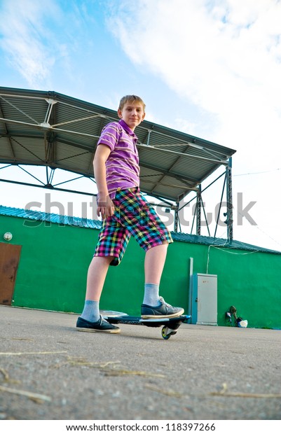 Teenager Getting Ready Riding Waveboard Stock Photo Edit