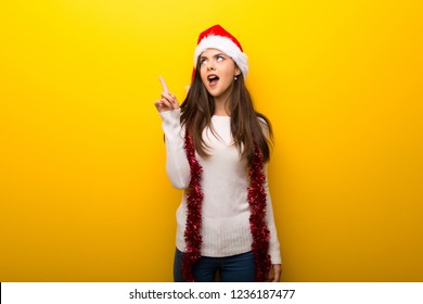 Teenager Girl Celebrating Christmas Holidays Thinking An Idea