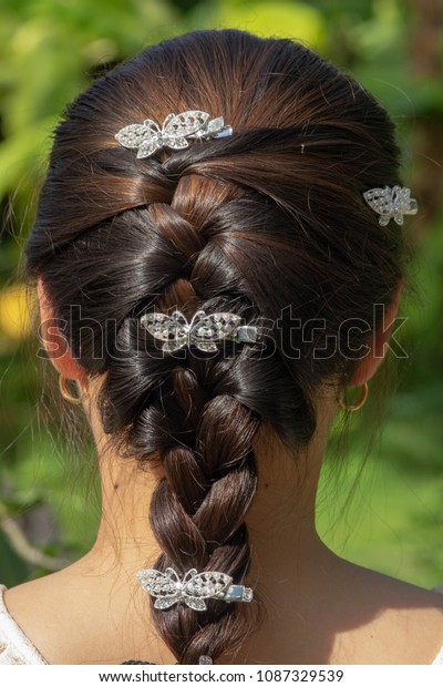 Teenager Girl Head Back View Plait Stock Photo Edit Now 1087329539