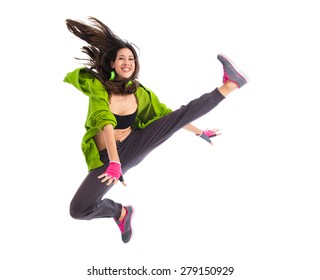 Teenager Girl Jumping In Street Dance Style