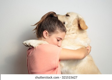 Hugging Golden Retriever Images Stock Photos Vectors Shutterstock