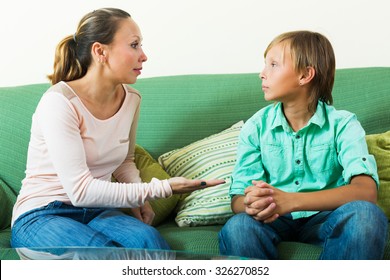 Teenager  And  Mother Having Serious Talking In Home 