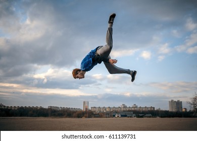 Teenager Parkour Jumping