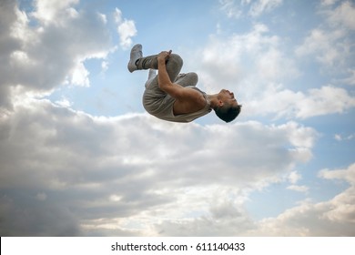 Teenager Parkour Jumping