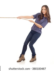 Teenager Pulling A Rope