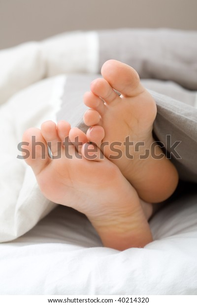 Teenager Sleeping Toes Showing Under Sheet Stock Photo (Edit Now) 40214320