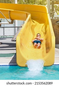 Teenager Slides Down Water Slide Water Stock Photo 2153562089 ...