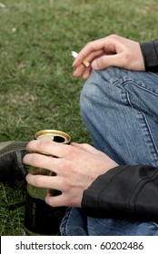 teenager smoking and drinking beer