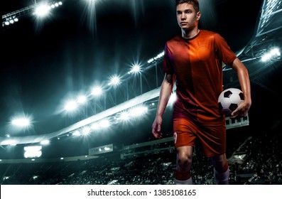 Teenager - Soccer Player. Man In Football Sportswear After Game With Ball. Sport Concept.