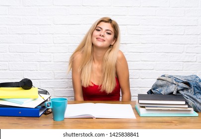 Teenager student girl at indoors laughing - Shutterstock ID 1425838841