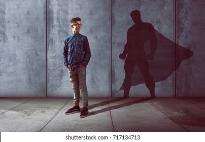 Teenager With Superhero Shadow