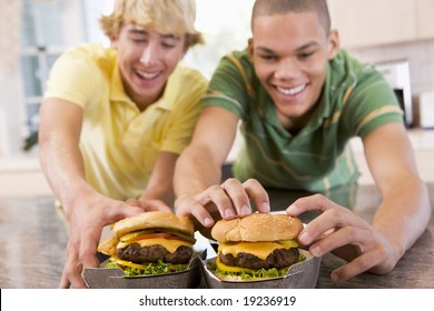 Teenagers Eating Burgers