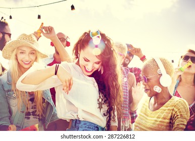 Teenagers Friends Beach Party Happiness Concept - Shutterstock ID 287226812