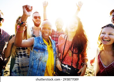 Teenagers Friends Beach Party Happiness Concept - Shutterstock ID 293877089
