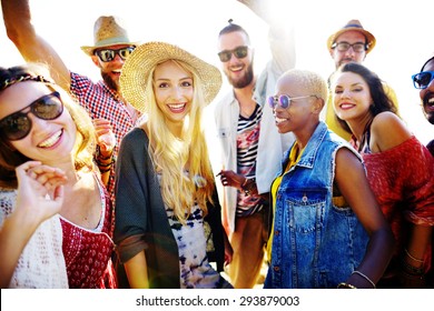 Teenagers Friends Beach Party Happiness Concept - Shutterstock ID 293879003