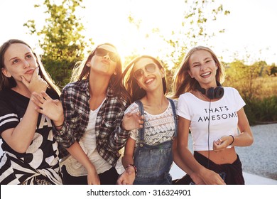 Teenagers Having Fun On A Summer Day, Sun Flare