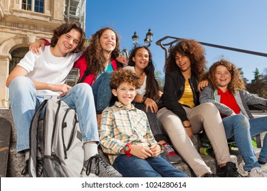 Teenagers Having Fun Outdoors On Staircase