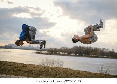 Teenagers Jumping Parkour