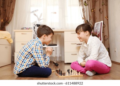 Teenagers Playing Chess.