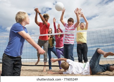 Teenagers Playing Volleyball